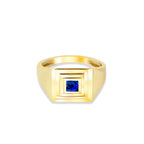 Geometric 14K Gold Sapphire Ring