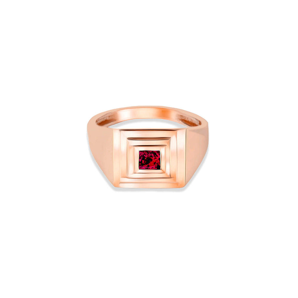 14K Gold Princess Cut Ruby Ring
