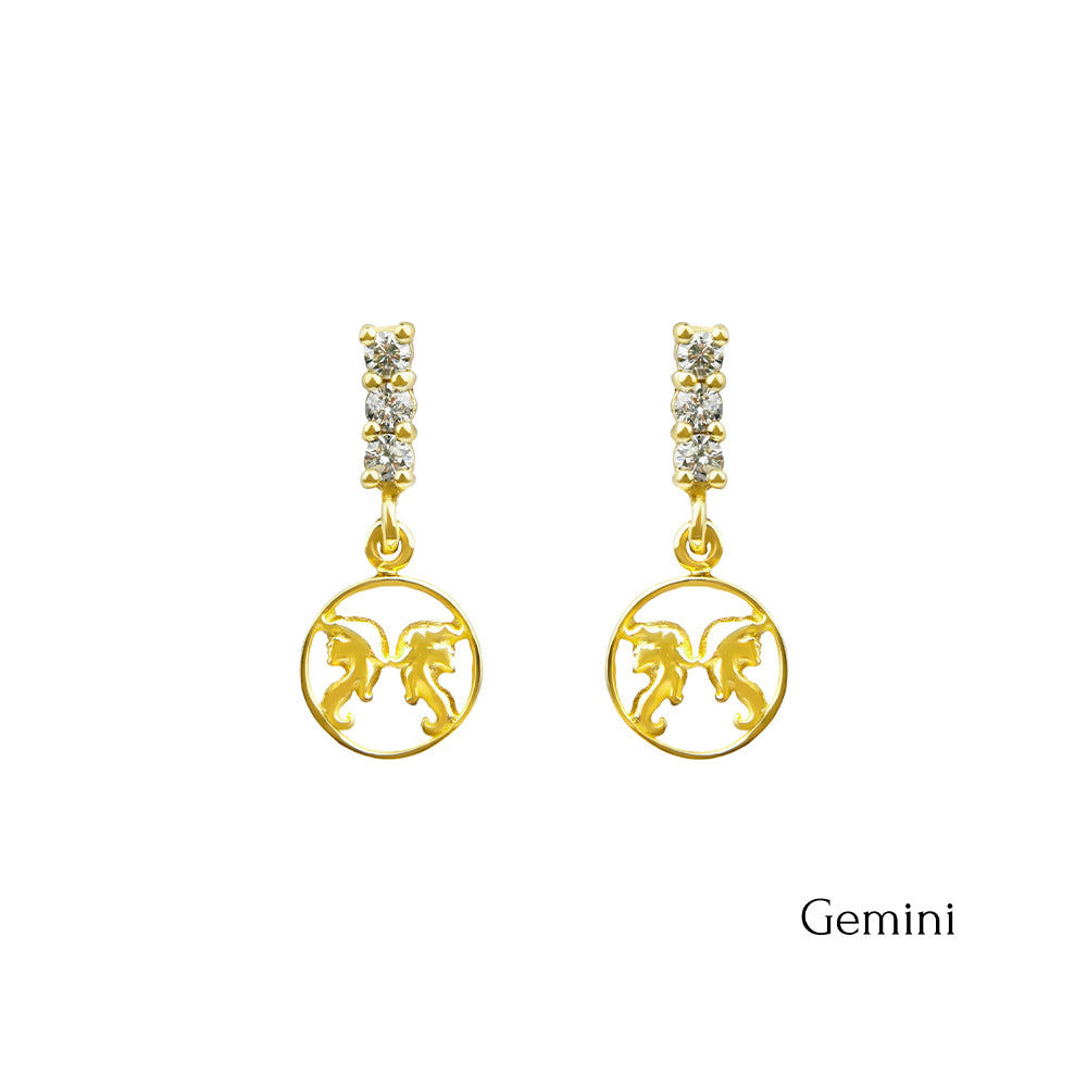 14K Gold Diamond Gemini Earrings