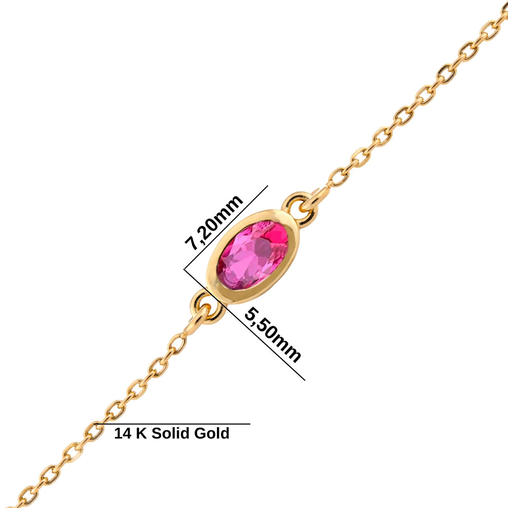 14K Gold Natural Pink Sapphire Bracelet, Feminene Bracelet