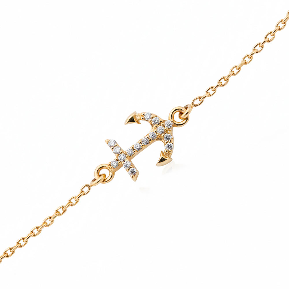 14K Gold Anchor Bracelet