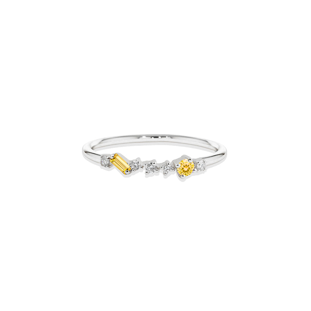 14K Gold Citrine Baguette Ring / Romantic Gift
