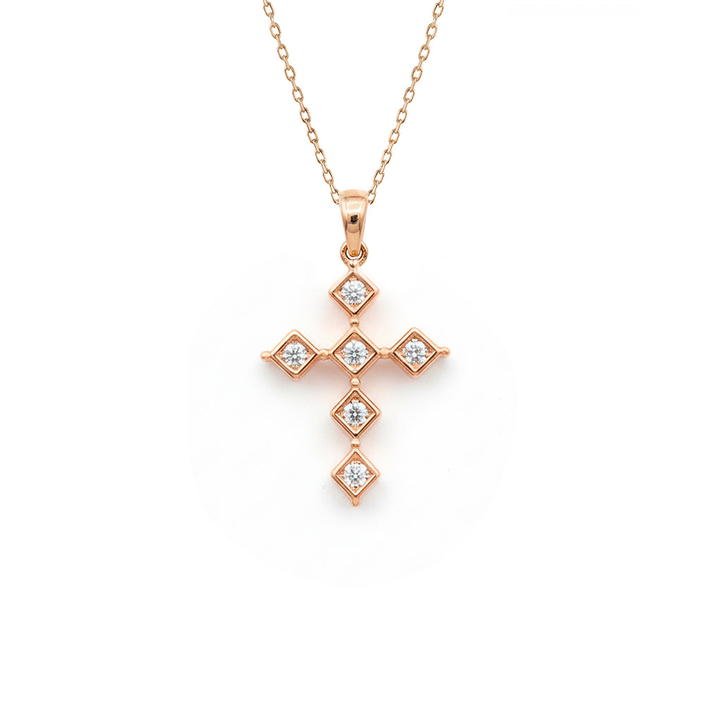 14K Gold Diamond Religious Necklace / Contemporary Christian Jewelry
