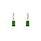 14K Gold Emerald Rectangular Earrings