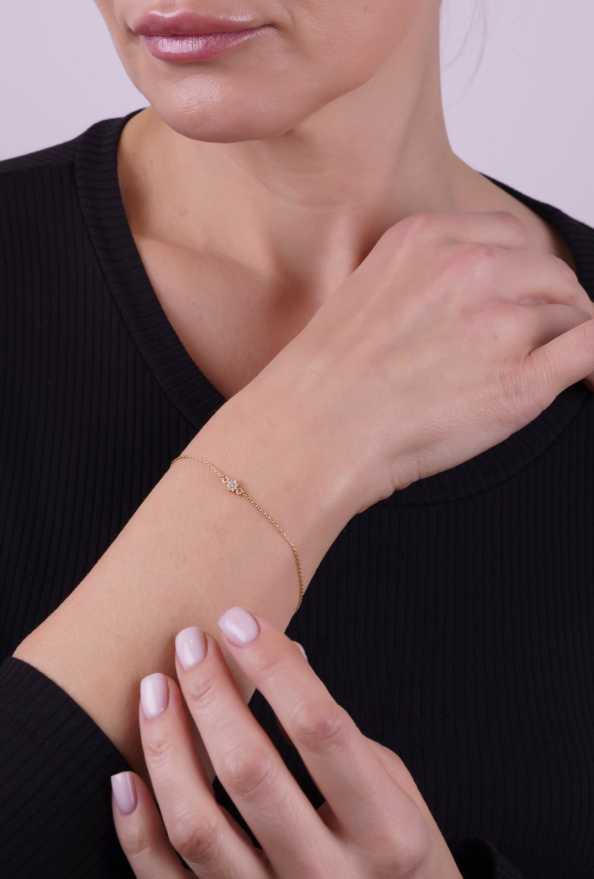 14K Gold Diamond Star Bracelet / Celestial Bracelet