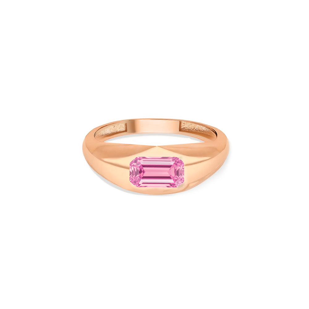 14K Gold Pink Sapphire Signet Ring