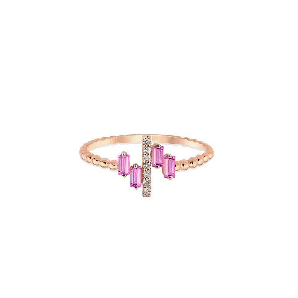 14K Gold Pink Sapphire Ring / Feminine ring