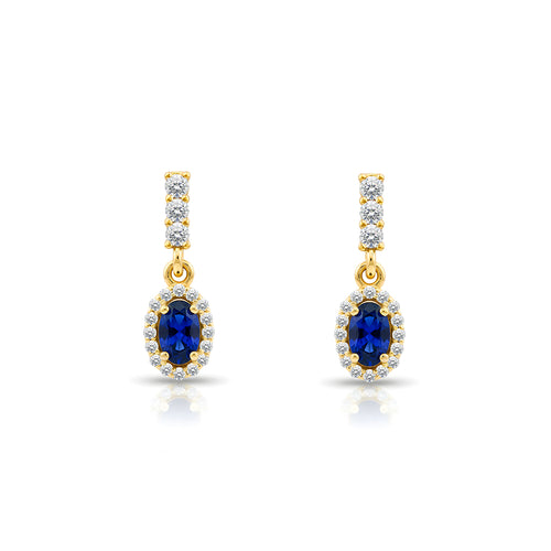 14K Gold Sapphire Oval Earrings