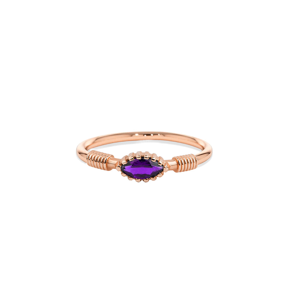 14K Gold Purple Amethyst Ring