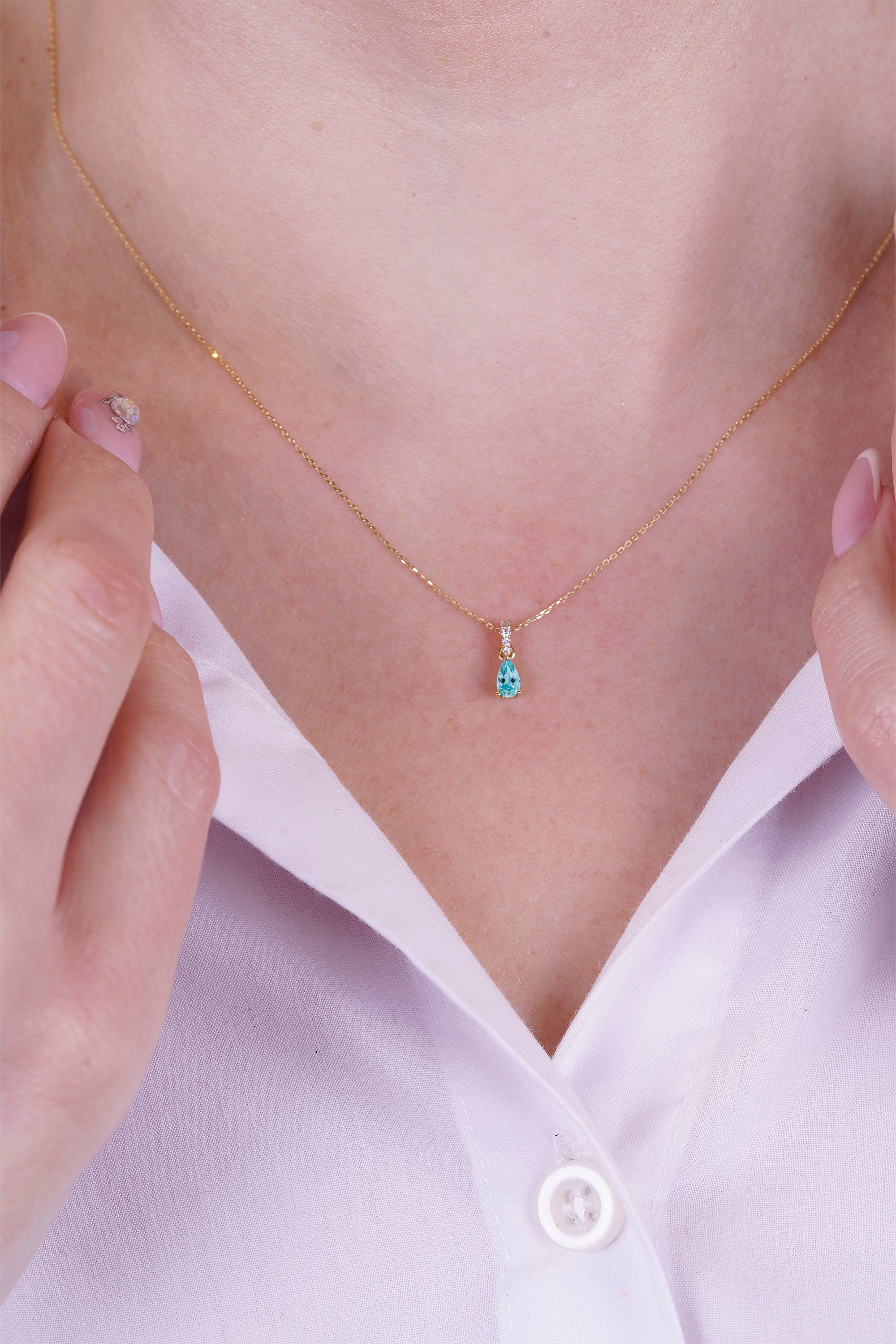 Natural Aquamarine Drop Necklace