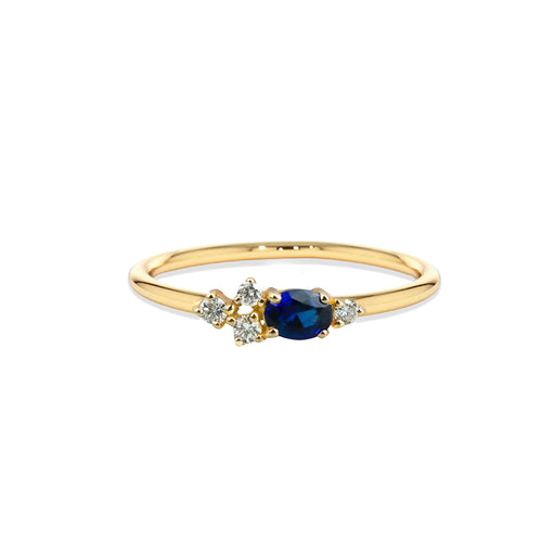 14K Solid Gold Oval Sapphire Ring