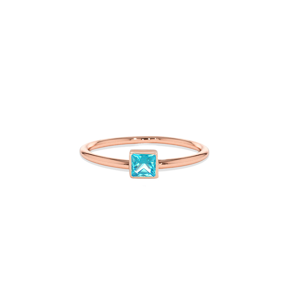 14K Gold Aquamarine Solitaire Ring