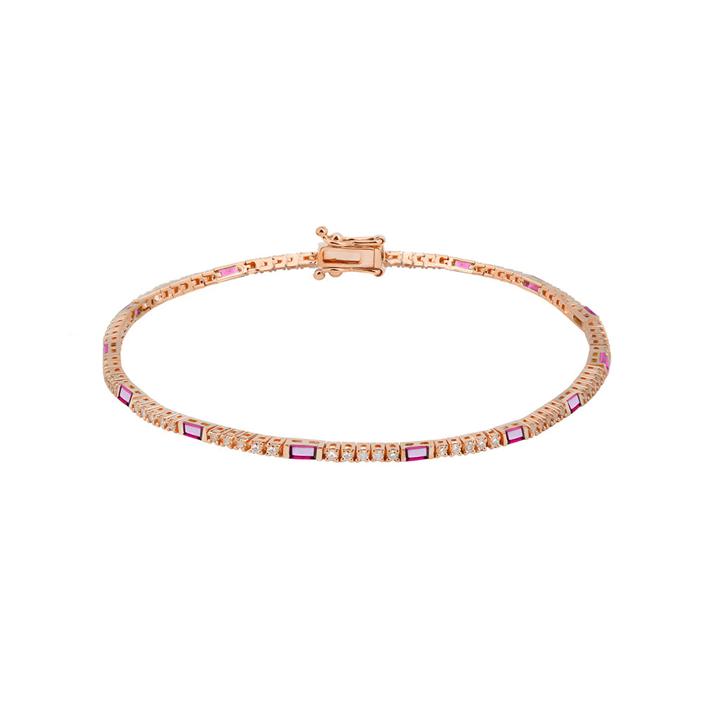 Natural Ruby Diamond Tennis Bracelet