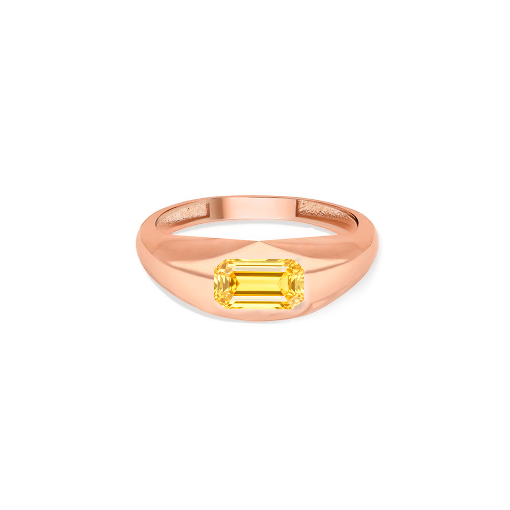 14K Gold Geometric Citrine Ring