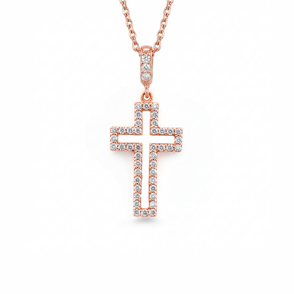14K Gold Diamond Cross Necklace / Christian Cross Pendant