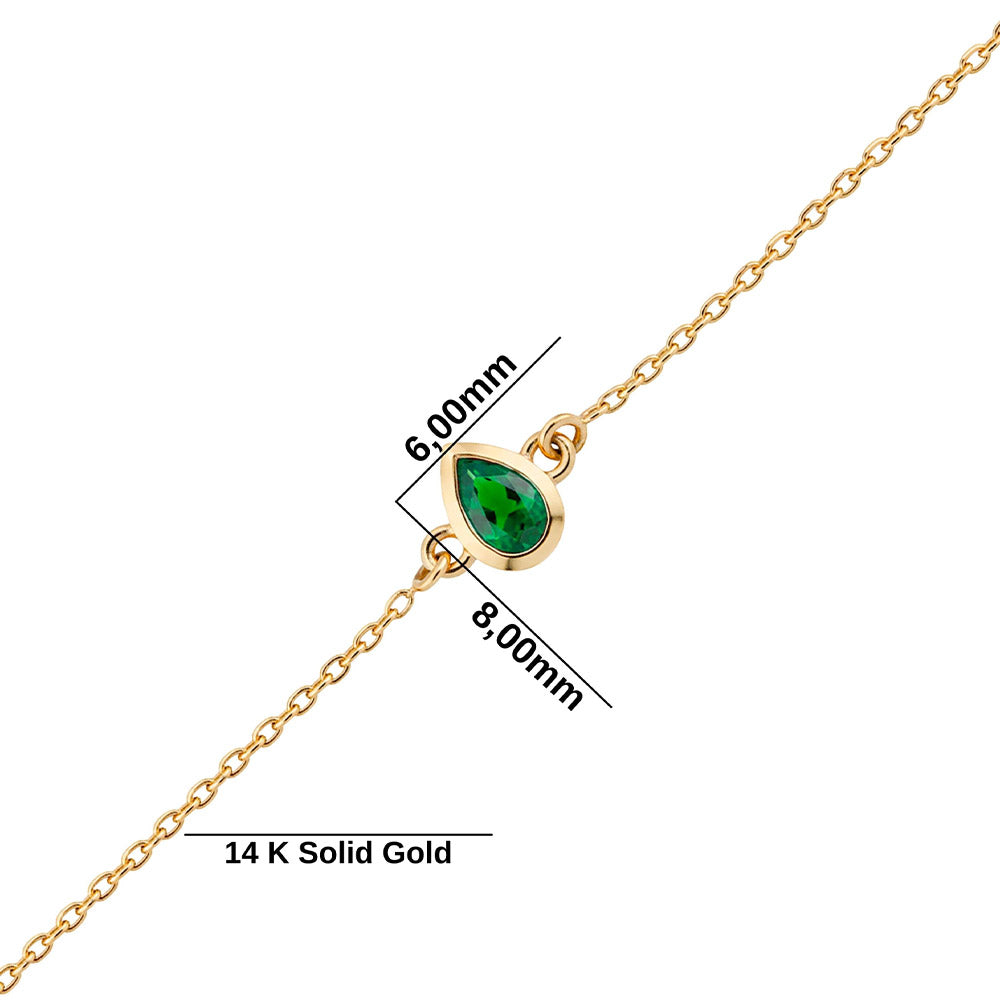 14K Gold Emerald Bracelet, Birthday Gift