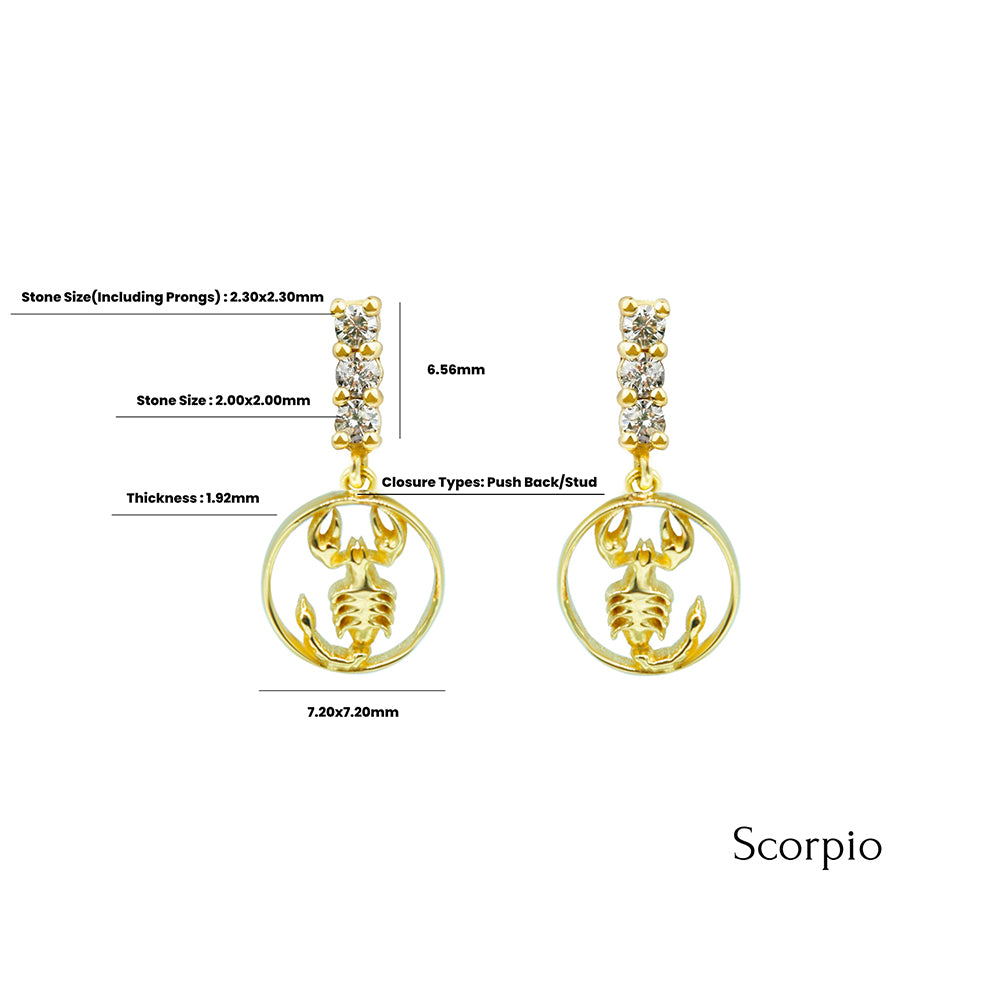 14K Gold Diamond Scorpio Earrings
