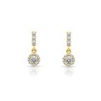 14K Gold Diamond Halo Earrings