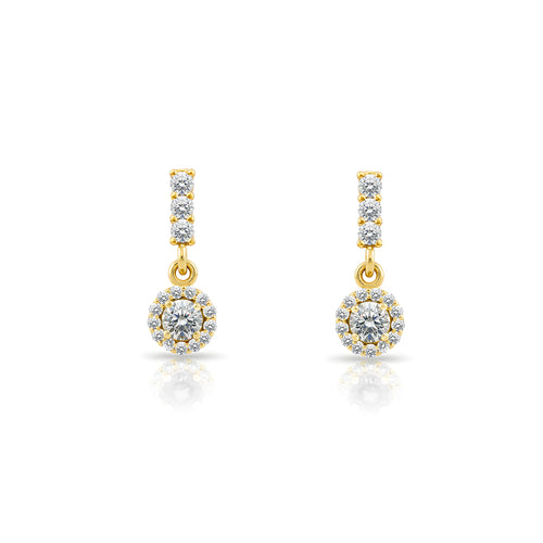 14K Gold Diamond Halo Earrings