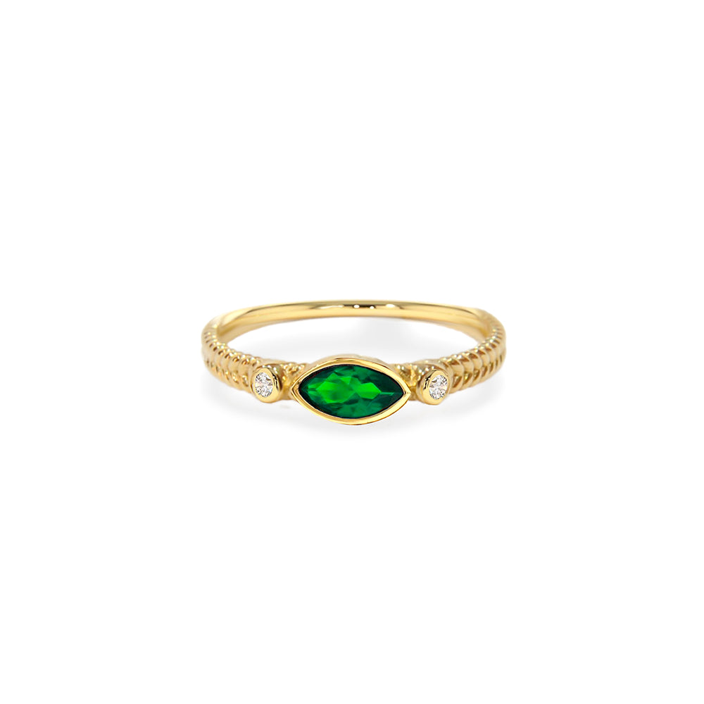 14K Gold Emerald Marquise Ring