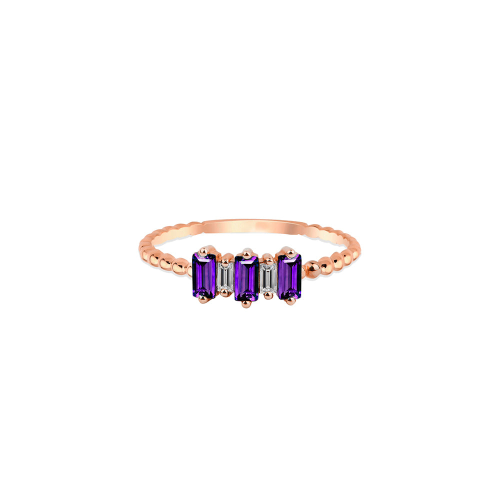 14K Gold Art Deco Amethyst Ring / Promise Ring