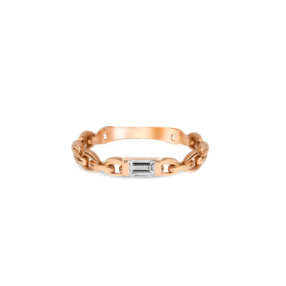 14K Gold White Sapphire Chain Ring