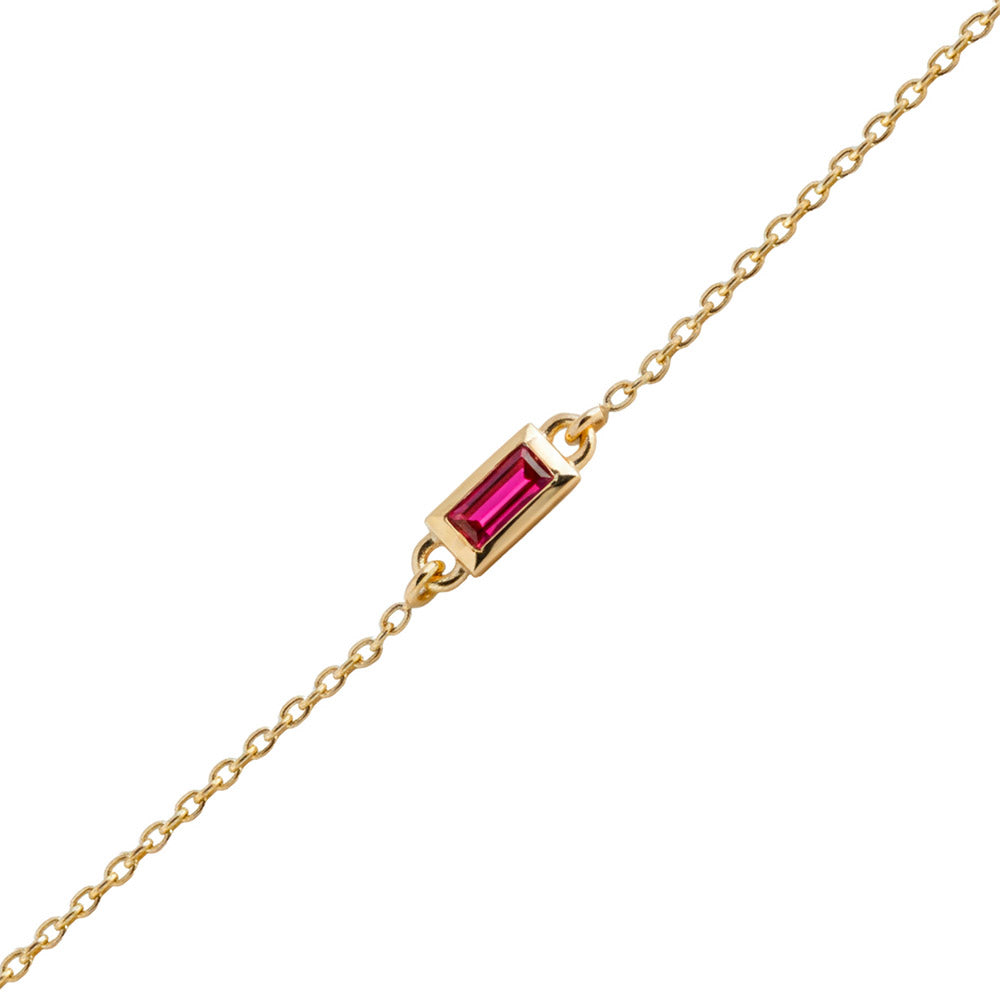 14K Gold Baguette Ruby Bracelet