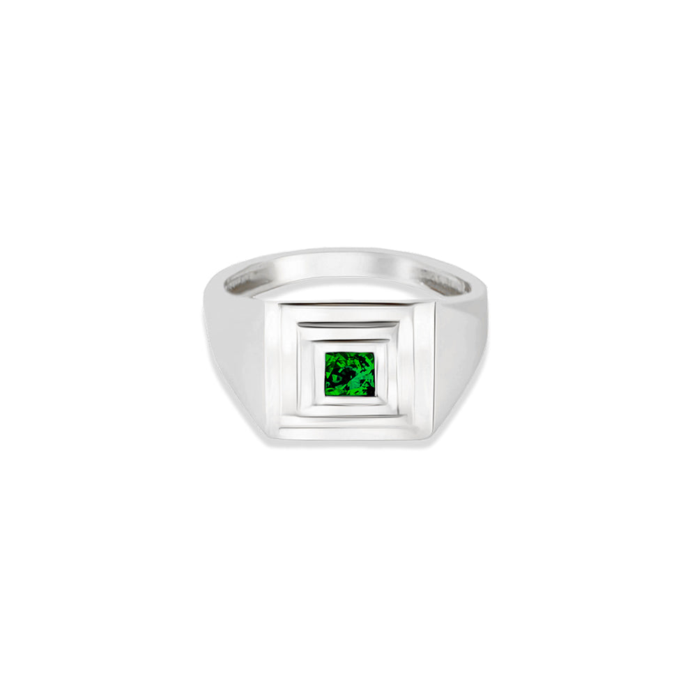 14K Gold Square Emerald Ring