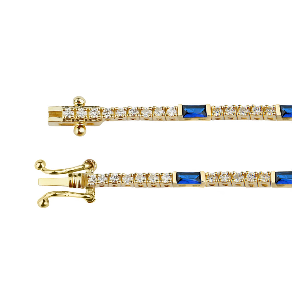 Natural Sapphire Diamond Tennis Bracelet