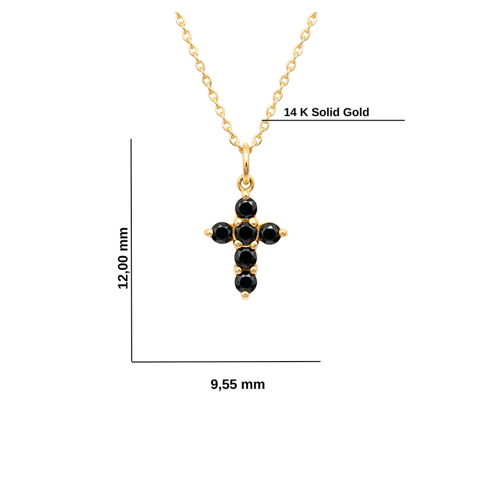 Modern Black Diamond Cross Necklace / Gift for Wife