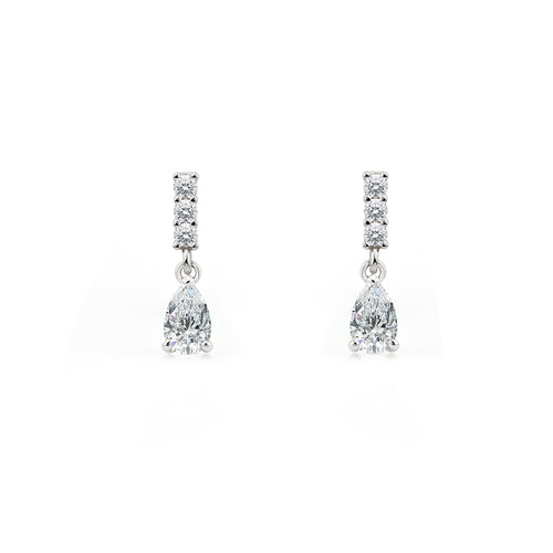 14K Gold White Sapphire Drop Earrings