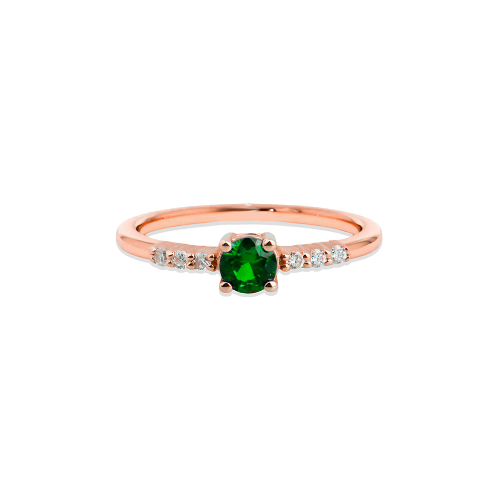 14K Gold Emerald Diamond Ring / Birthday Gift