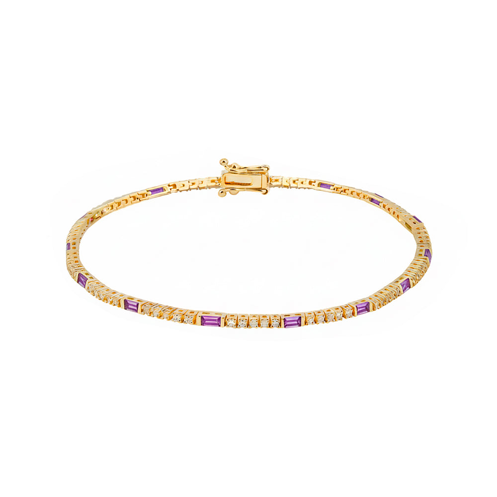 Natural Amethyst Diamond Tennis Bracelet