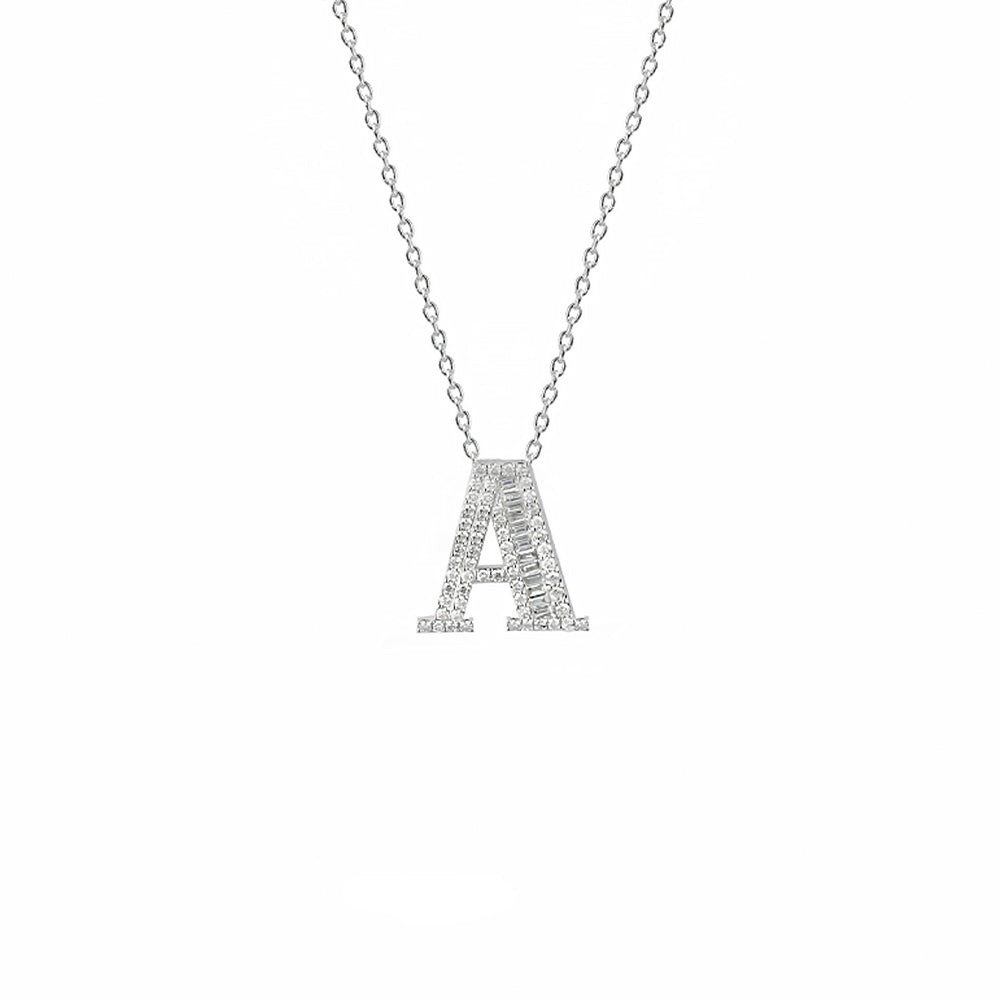 14K Gold Diamond Initial A Necklace