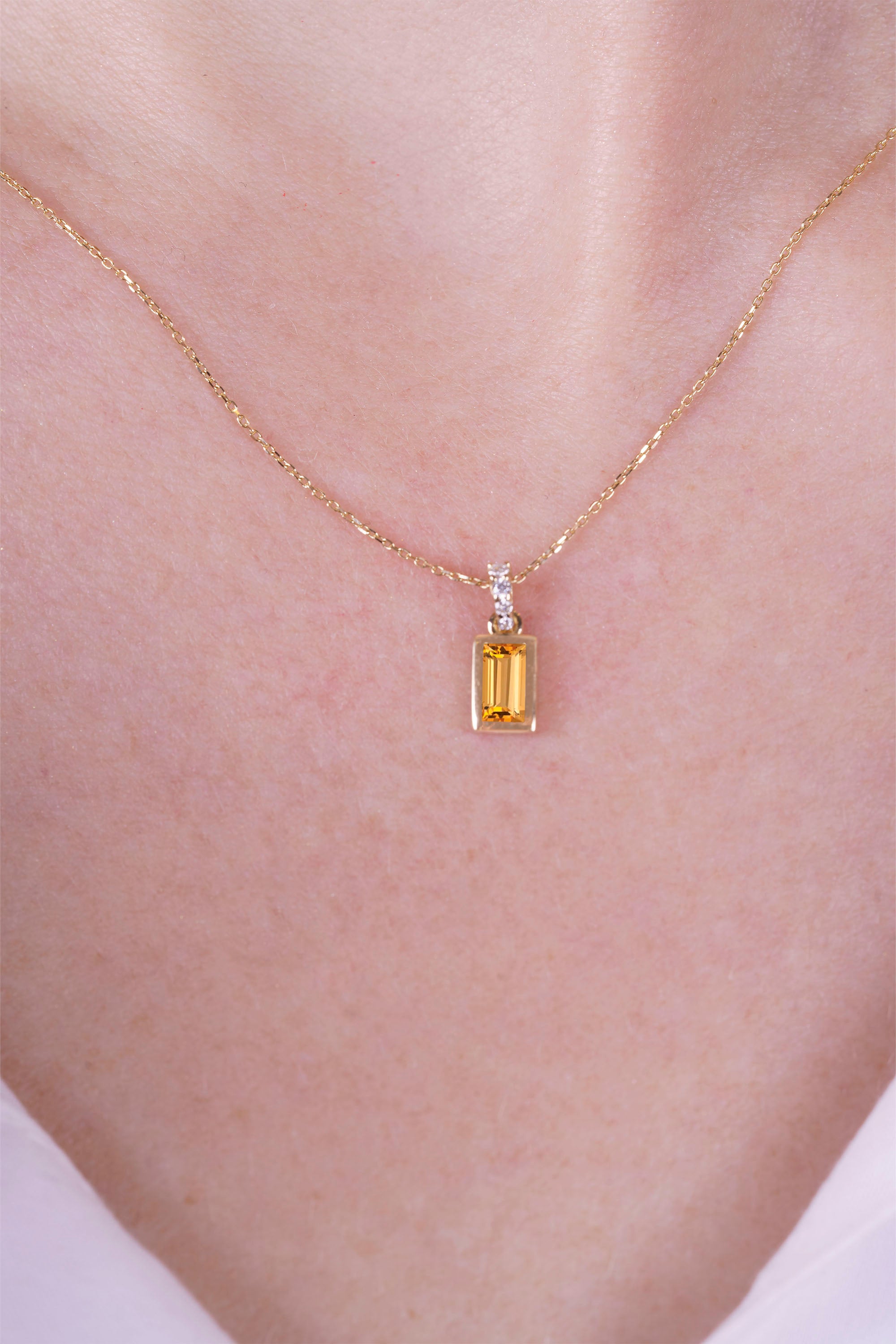 14K Gold Sunshine Citrine Necklace