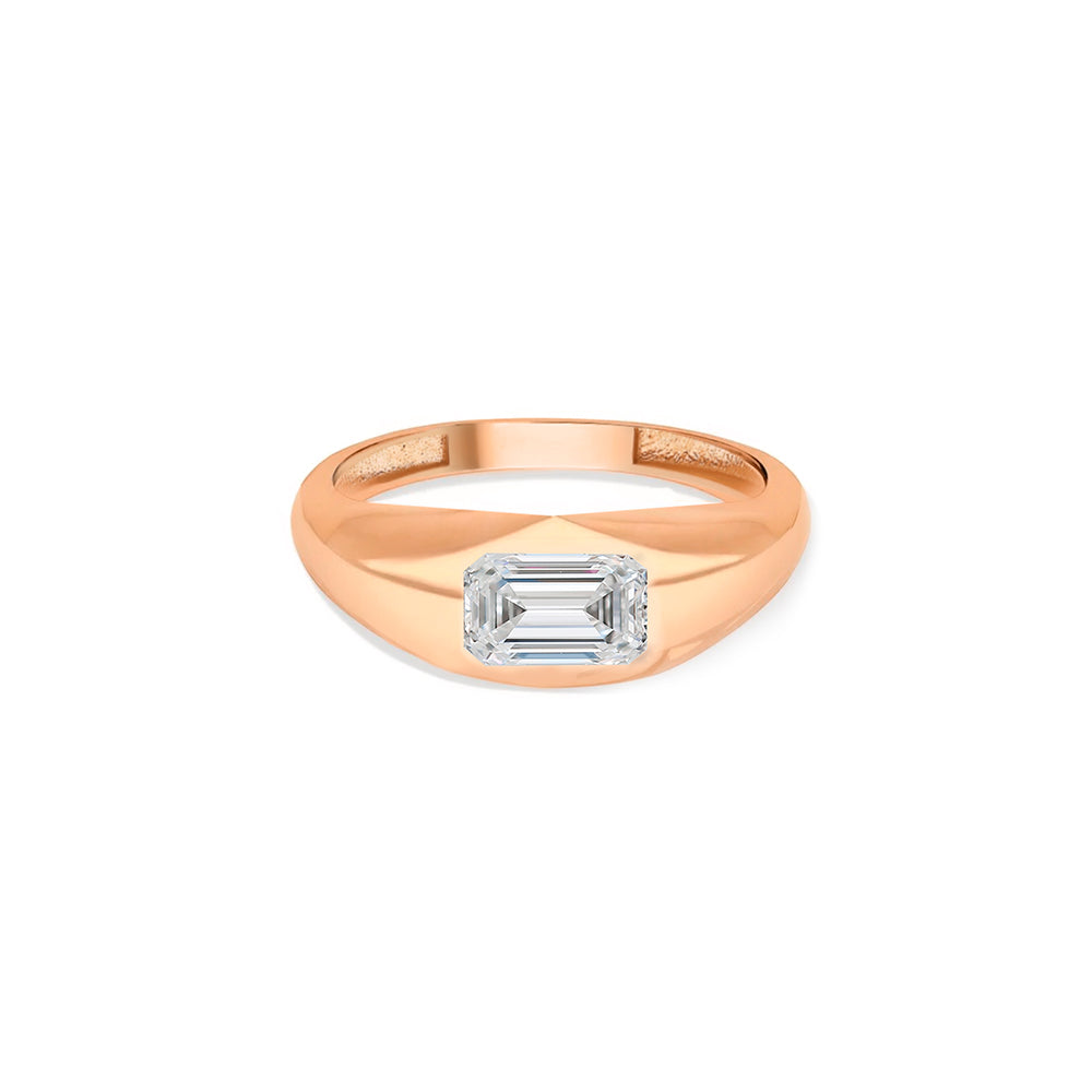 14K Gold Chunky White Sapphire Ring