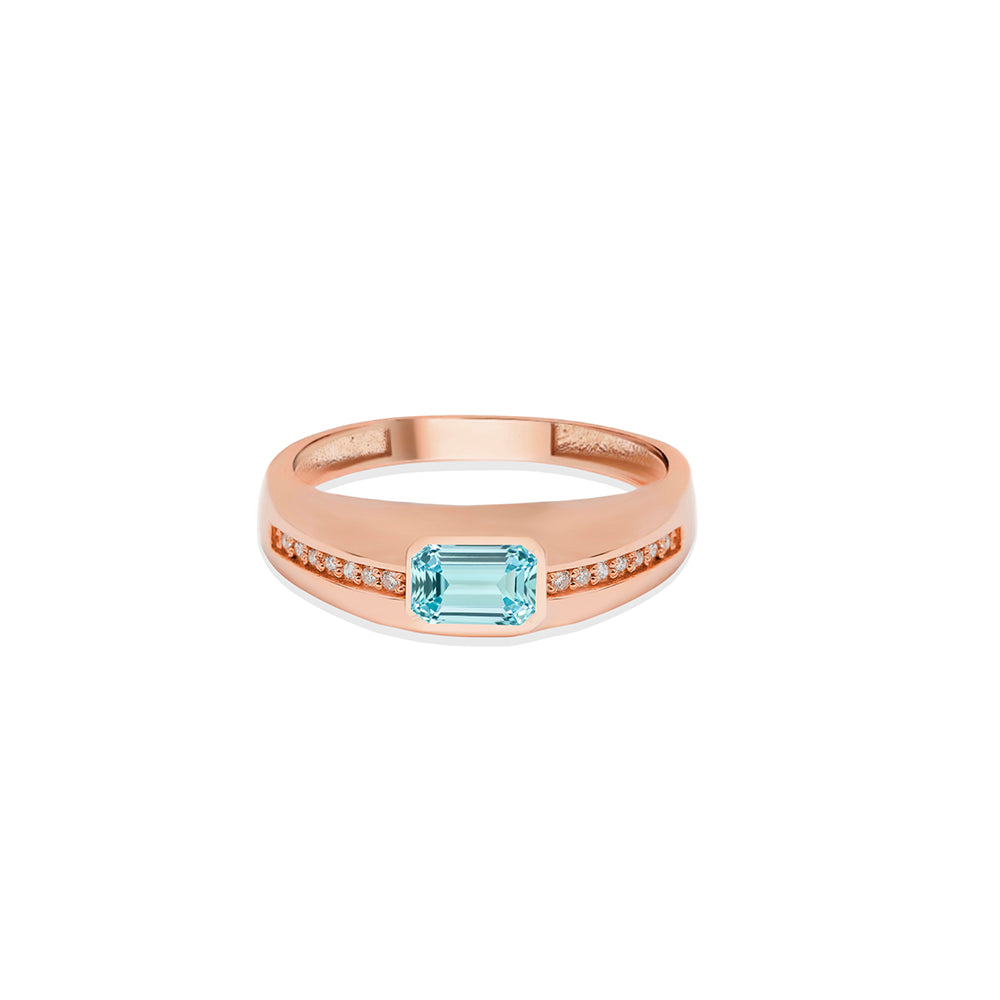 14K Gold Aquamarine Signet Ring
