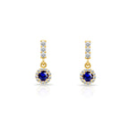 14K Gold Sapphire Halo Earrings