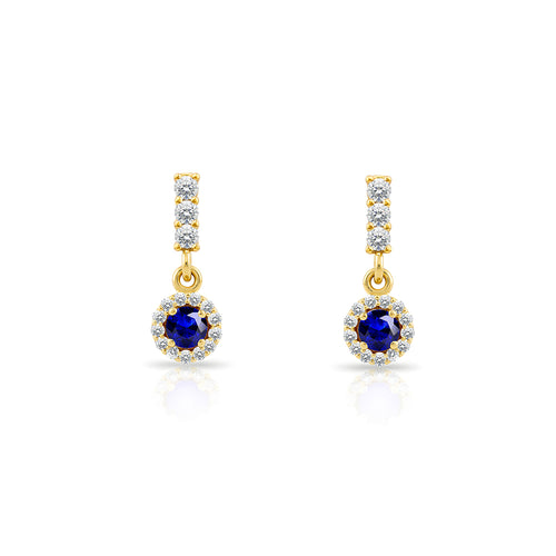 14K Gold Sapphire Halo Earrings