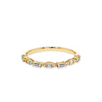 14K Gold Baguette & Round Diamond Band