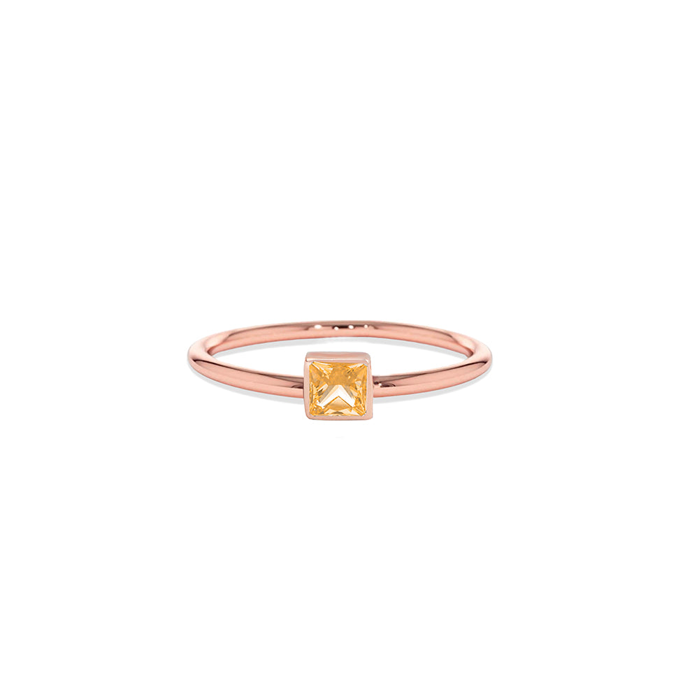 14K Gold Citrine Solitaire Ring