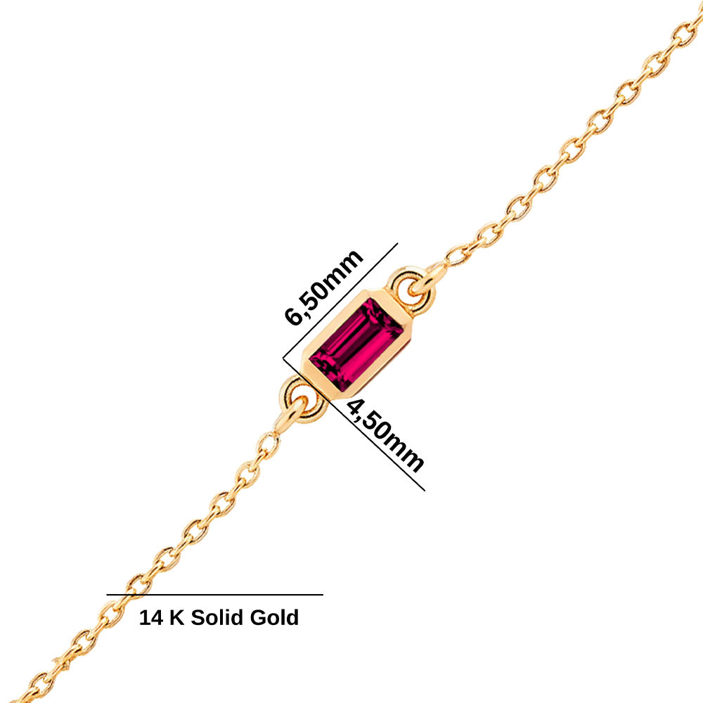 14K Gold Ruby Bracelet, Anniversary Bracelet