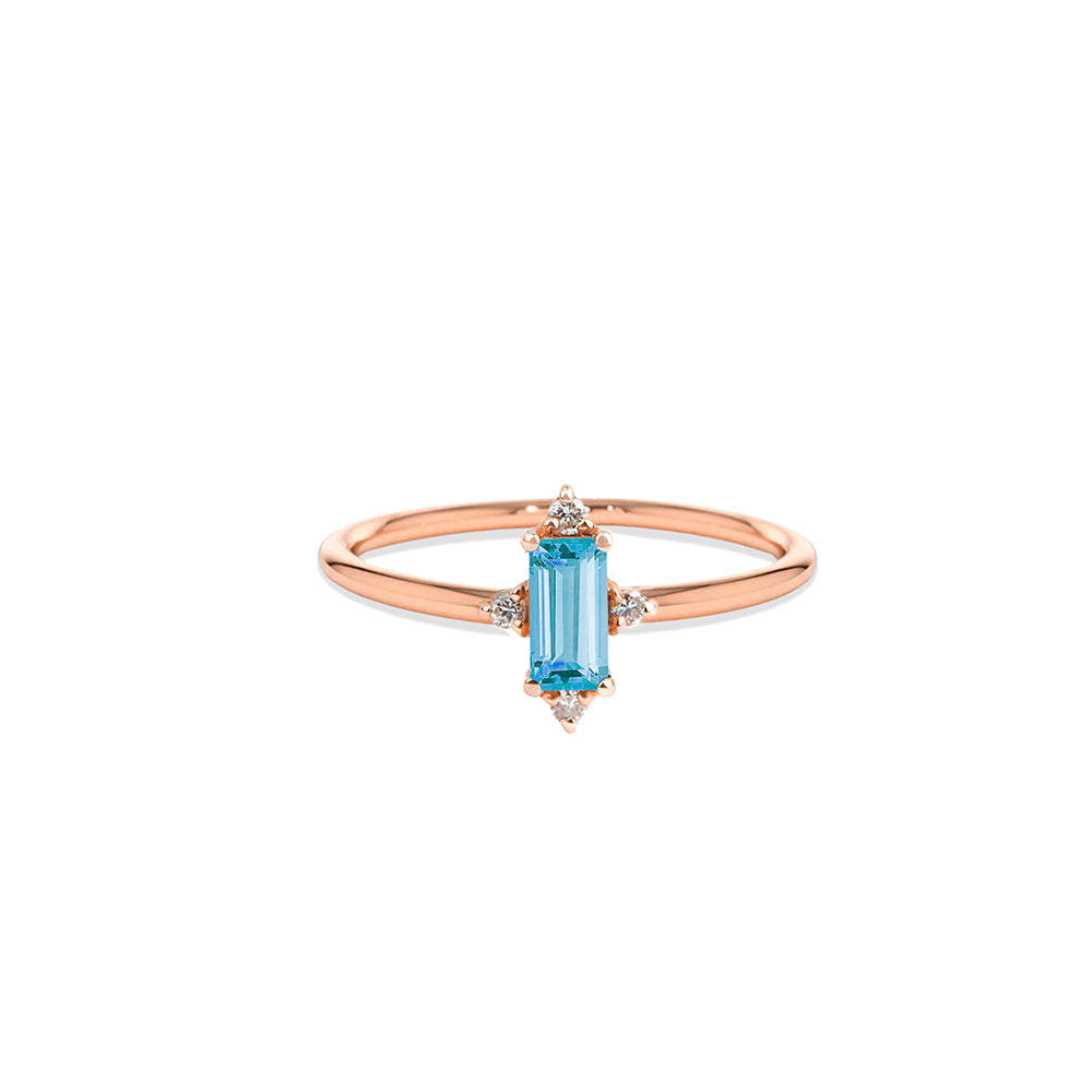 14K Gold Aquamarine Engagement Ring
