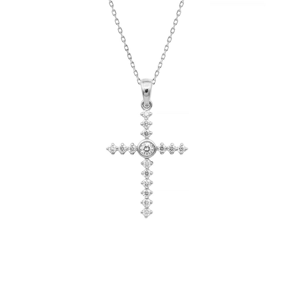 14K Gold Diamond Necklace / Christian Anniversary Gift for Her