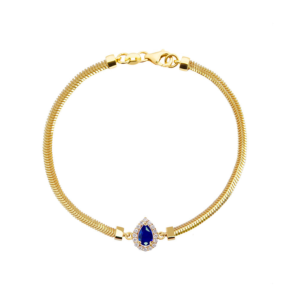 14K Gold Pear Sapphire Bracelet / Anniversary Gift