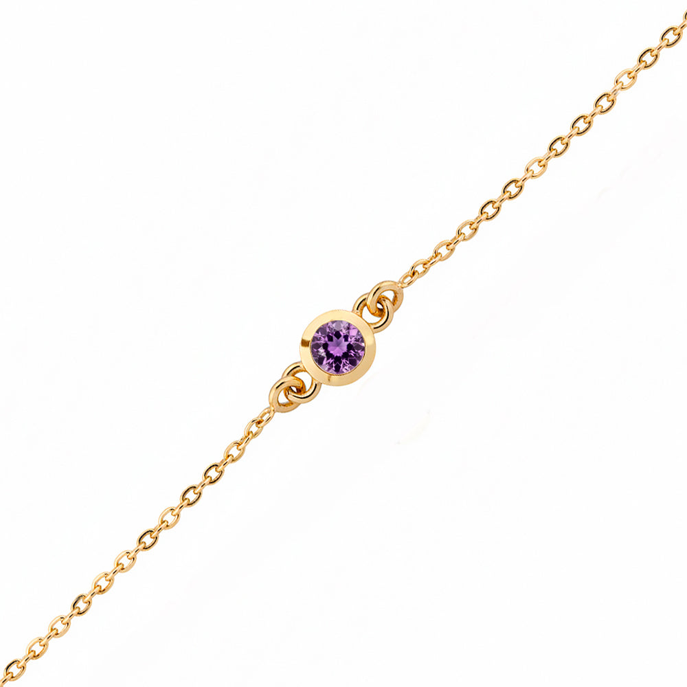 14K Gold Round Amethyst Bracelet