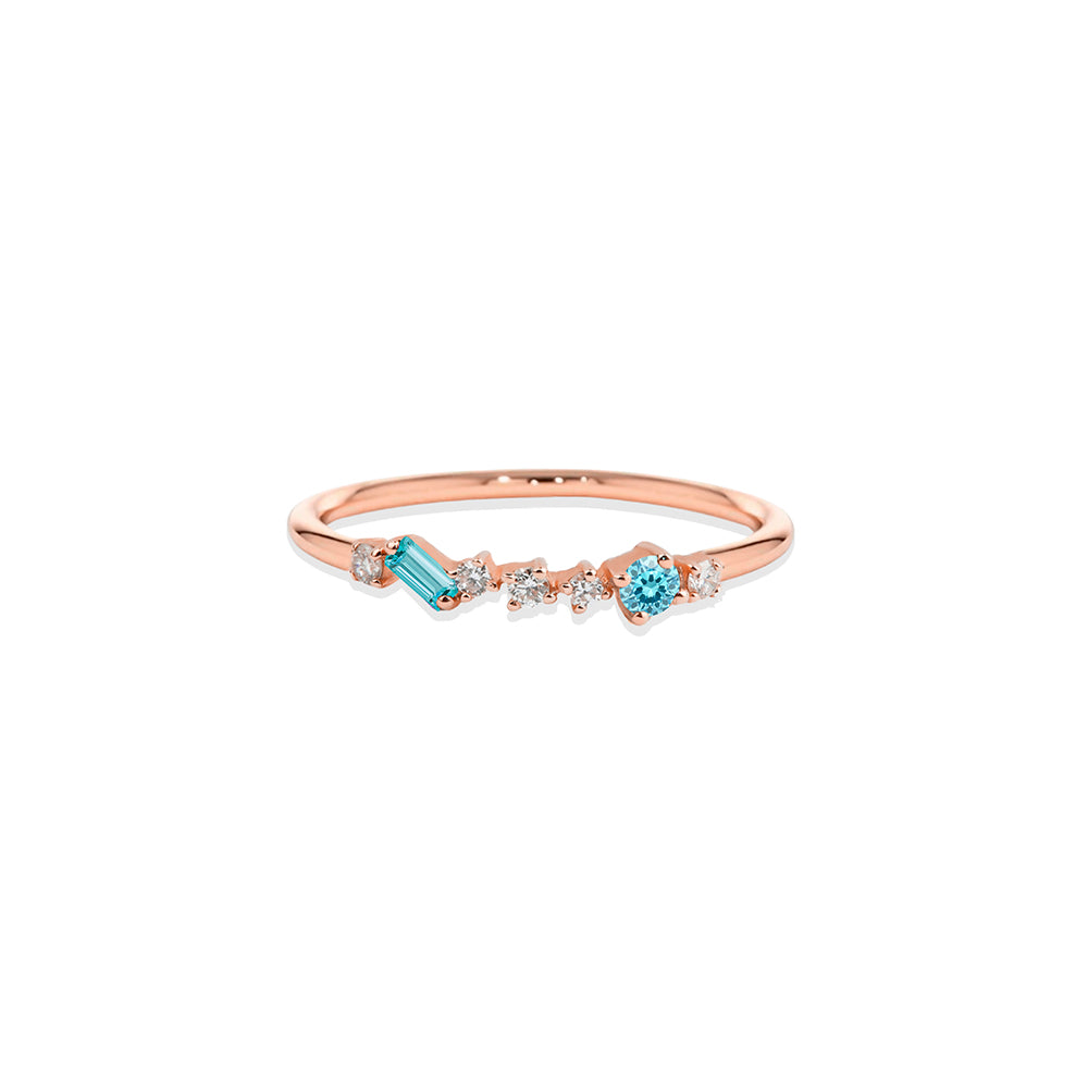 Aquamarine Baguette Ring / Diamond Ring