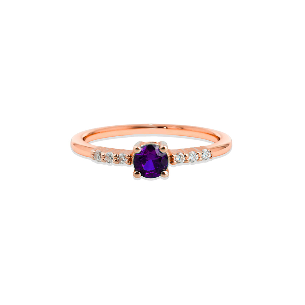 14K Gold Amethyst Promise Ring