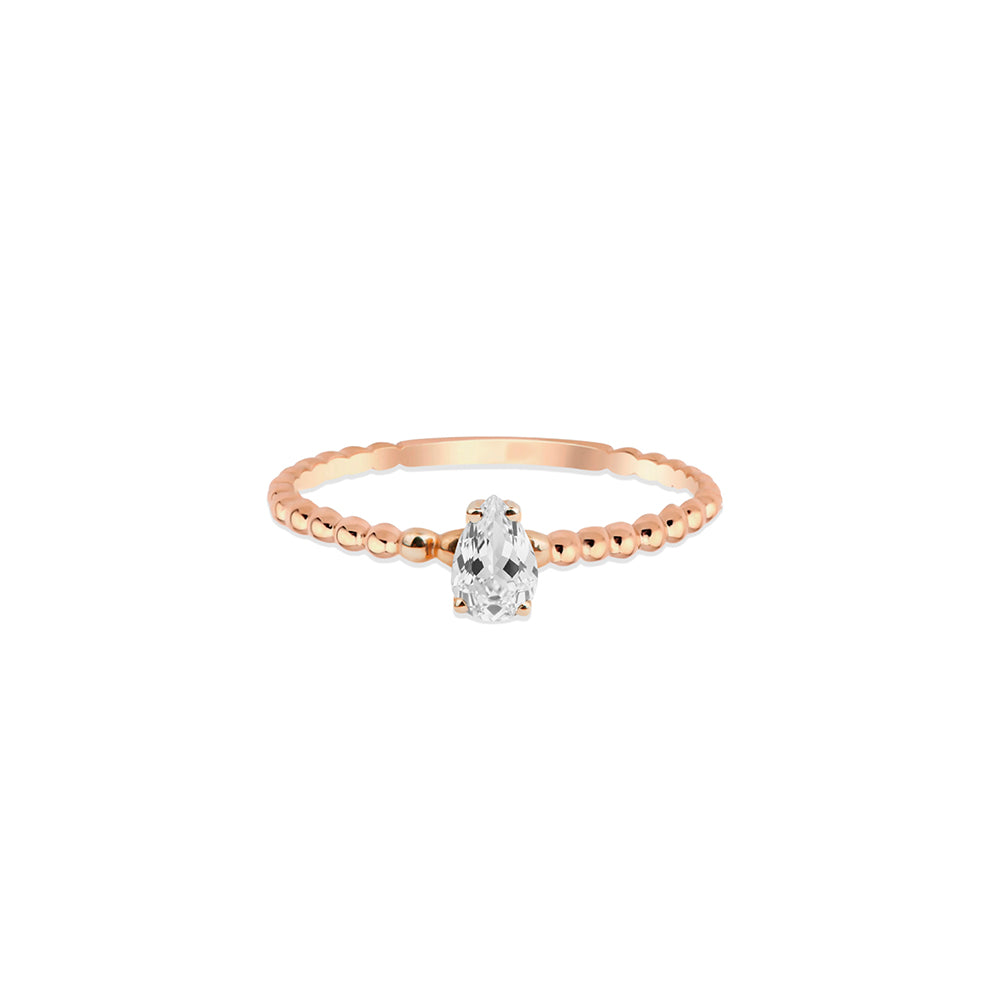 White Sapphire Teardrop Bridal Ring