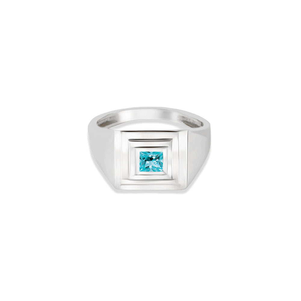 14K Gold Aquamarine Statement Ring / Anniversary Gift